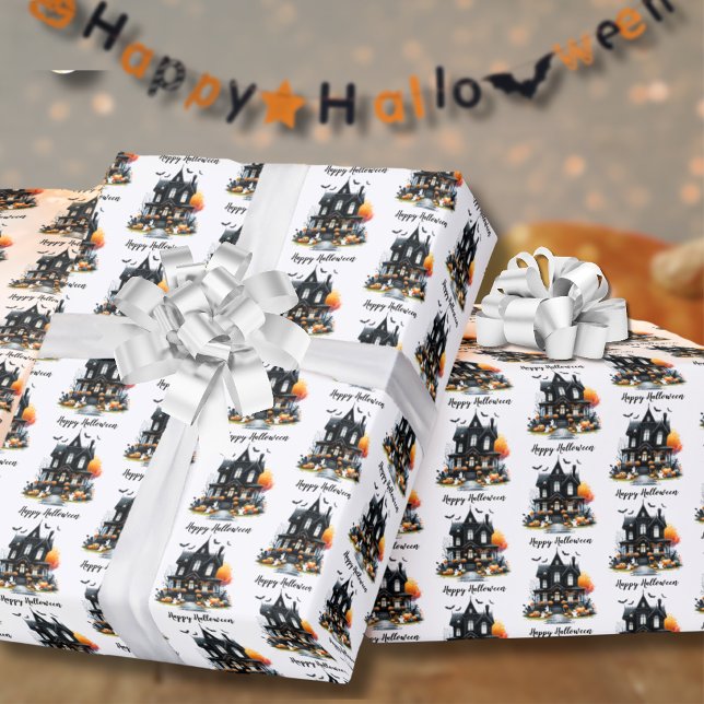 Happy Halloween Spooky Pattern Wrapping Paper Geschenkpapier (Happy Halloween Spooky Pattern Wrapping Paper)