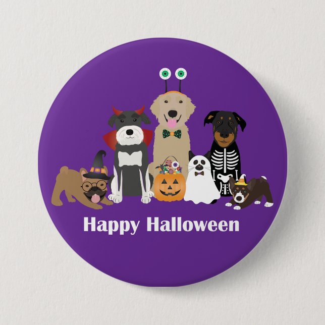 Happy Halloween Spooky Pet Kostüme Button (Vorderseite)