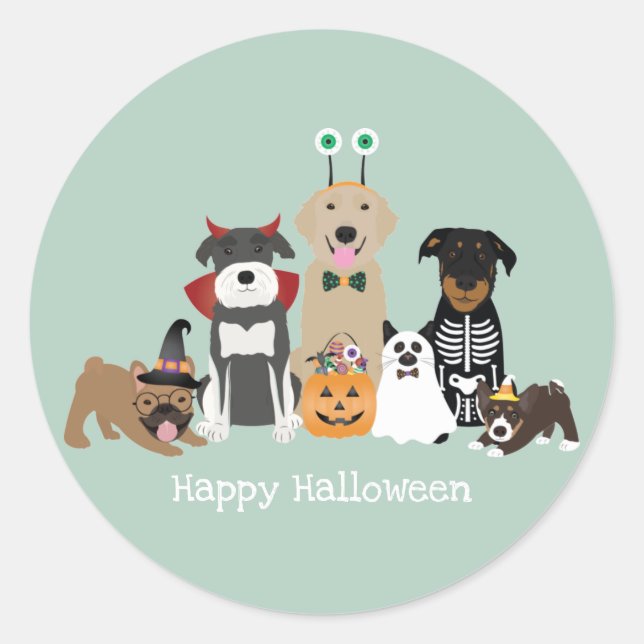 Happy Halloween Spooky Pet Kostüme Runder Aufkleber (Vorderseite)