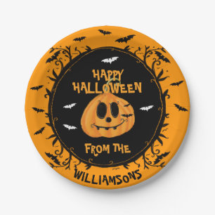 Happy Halloween Spooky Pumpkin Carving Party Pappteller