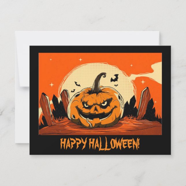 Happy Halloween Spooky Pumpkin Feiertagskarte (Vorderseite)