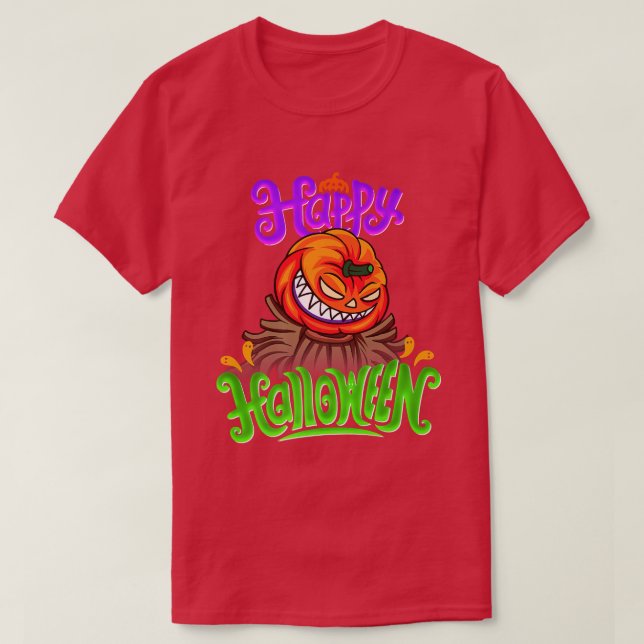Happy Halloween Spooky Pumpkin Jack O Lantern  T-Shirt (Design vorne)