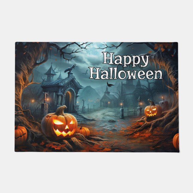 Happy Halloween | Spooky Pumpkins nach Dunkel Fußmatte (Vorderseite)