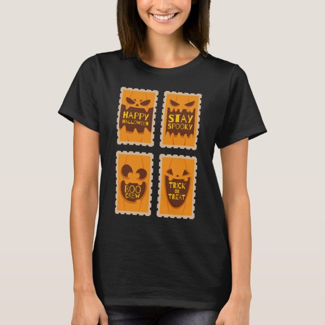Happy Halloween Spooky Retro Pumpkin Boo Crew T-Shirt (Vorderseite)