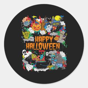 Happy Halloween Spooky Retro Runder Aufkleber