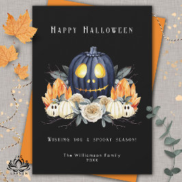 Happy Halloween Spooky Samhain Pumpkins Crystals Feiertagskarte