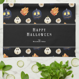 Happy Halloween Spooky Samhain Pumpkins Crystals Geschirrtuch