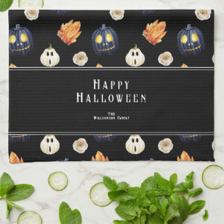 Happy Halloween Spooky Samhain Pumpkins Crystals Geschirrtuch