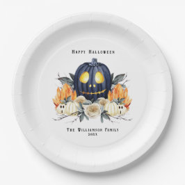 Happy Halloween Spooky Samhain Pumpkins Crystals Pappteller