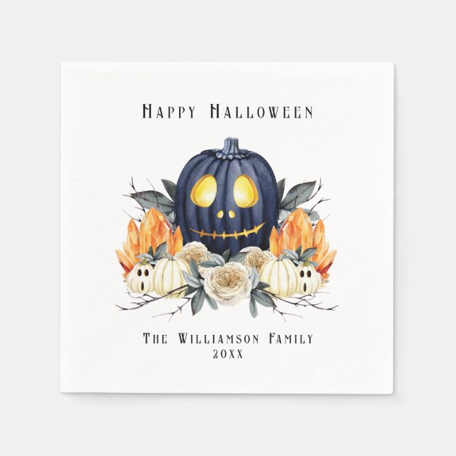 Happy Halloween Spooky Samhain Pumpkins Crystals Serviette (Vorderseite)