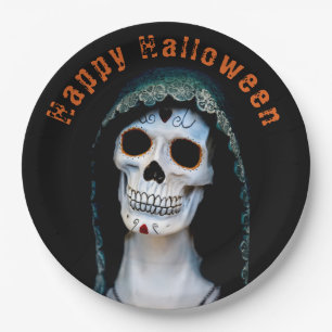 Happy Halloween Spooky Skull Lady Pappteller