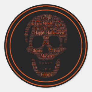 Happy Halloween Spooky Skull Runder Aufkleber