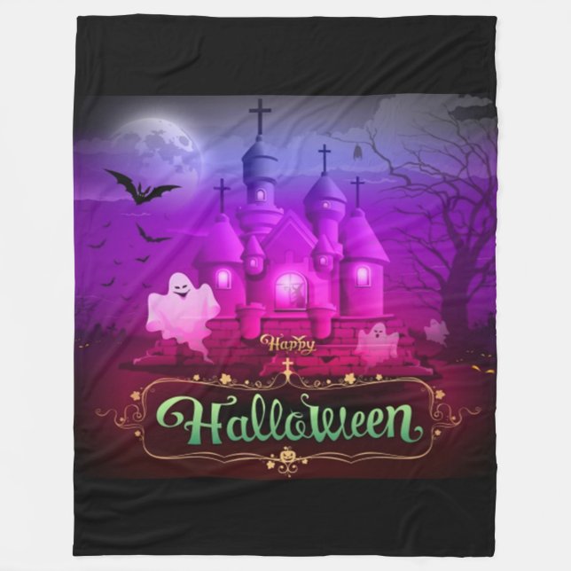 Happy Halloween Spooky Spuk House Fleecedecke (Vorderseite)