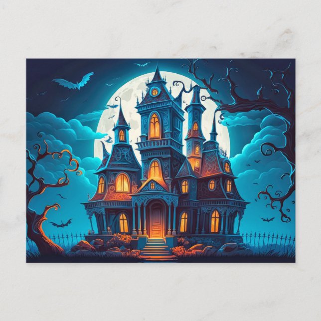 Happy Halloween | Spooky Spuk House Postkarte (Vorderseite)