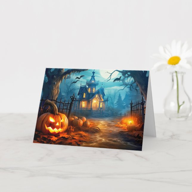 Happy Halloween Spooky Spuk Manor Karte (Kleine Pflanze)
