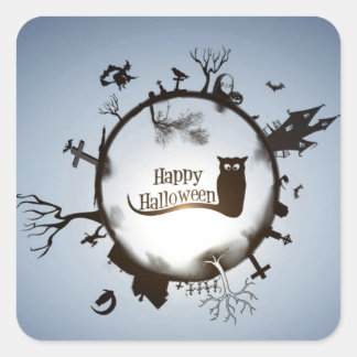 Happy Halloween Spooky Themed Quadratischer Aufkleber