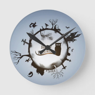Happy Halloween Spooky Themed Runde Wanduhr