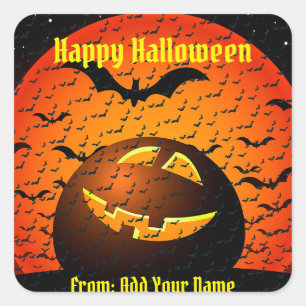 Happy Halloween Spooky Time Quadratischer Aufkleber