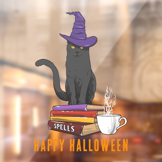 Happy Halloween Spooky Zaubers Black Cat Custom Fensteraufkleber (Blatt 2)