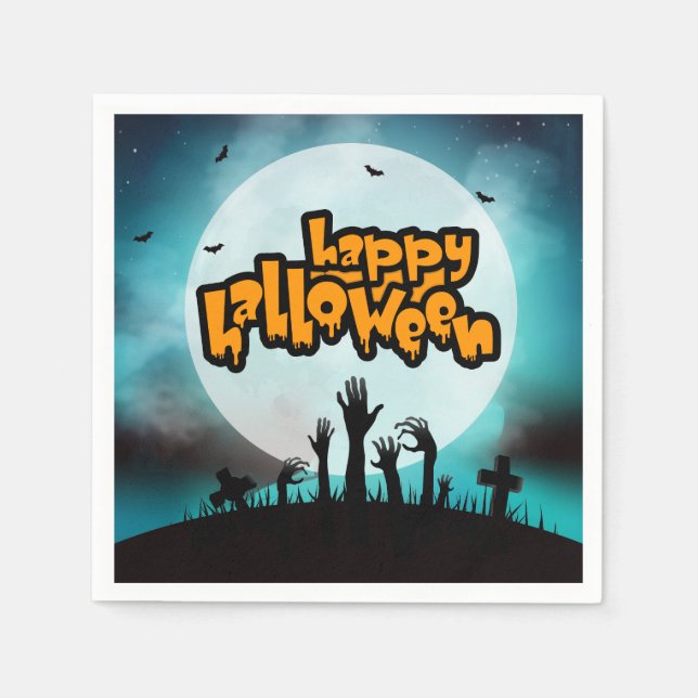 Happy Halloween Spooky Zombie Party Serviette (Vorderseite)
