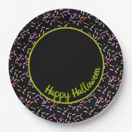 Happy Halloween Sprinkles Grün anpassbar Pappteller