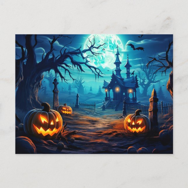 Happy Halloween | SPUK FRIEDHOF Postkarte (Vorderseite)