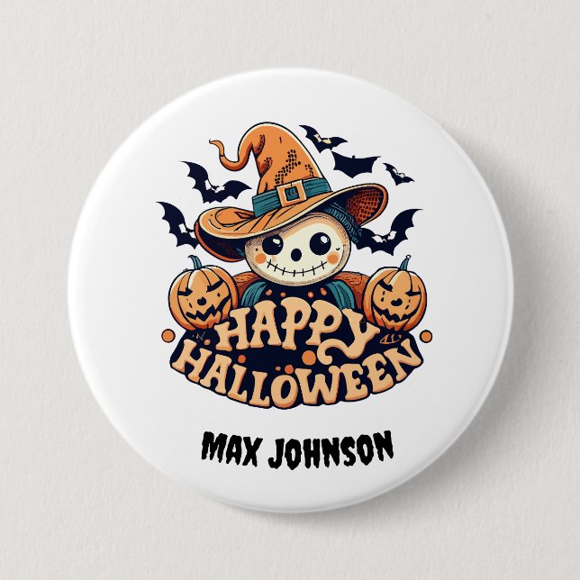 Happy Halloween - Spuk Haus Orange Black Button (Vorderseite)