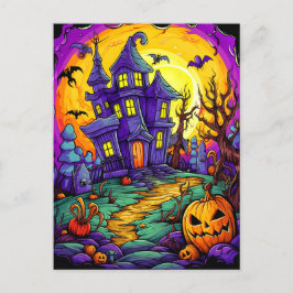 Happy Halloween | Spuk Haus Postkarte
