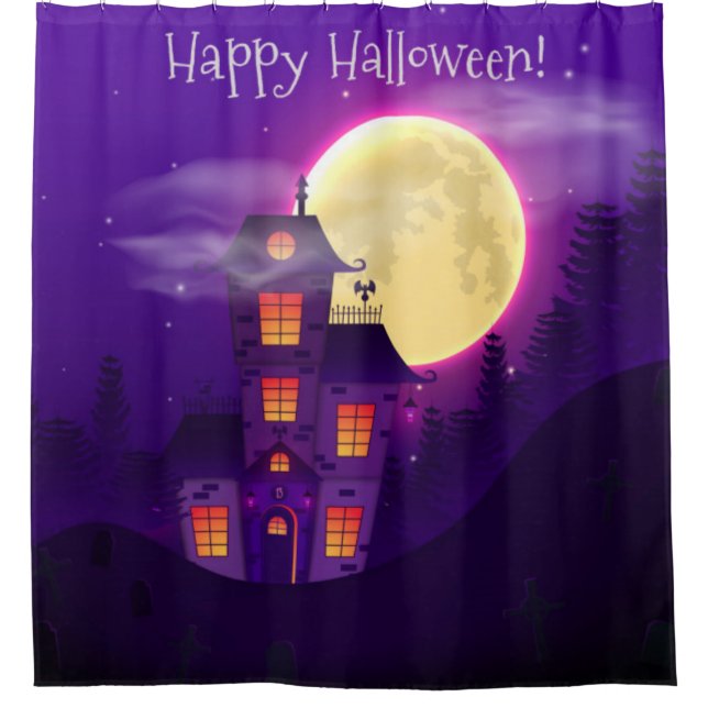 Happy Halloween Spuk House Duschvorhang (Vorderseite)