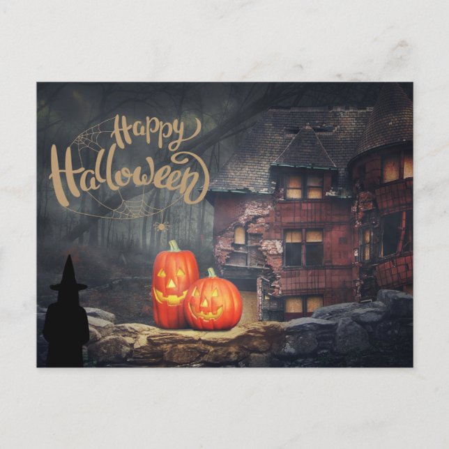 Happy Halloween Spuk House Feiertagspostkarte (Vorderseite)