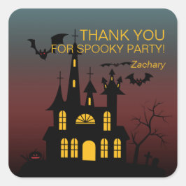 Happy Halloween Spuk House Gradient Quadratischer Aufkleber