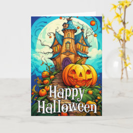 Happy Halloween Spuk House & Pumpkin Karte