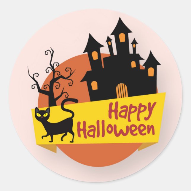 Happy Halloween Spuk House | SIEGEL Runder Aufkleber (Vorderseite)
