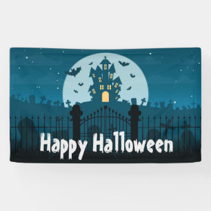 Happy Halloween Spuk House und Grave Yard Banner