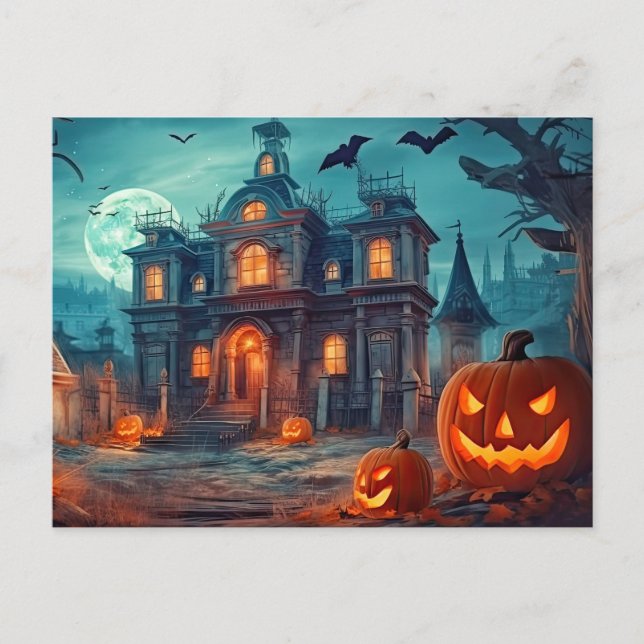 Happy Halloween | Spuk Manor Postkarte (Vorderseite)