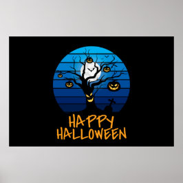 Happy Halloween Spuk Tree Poster