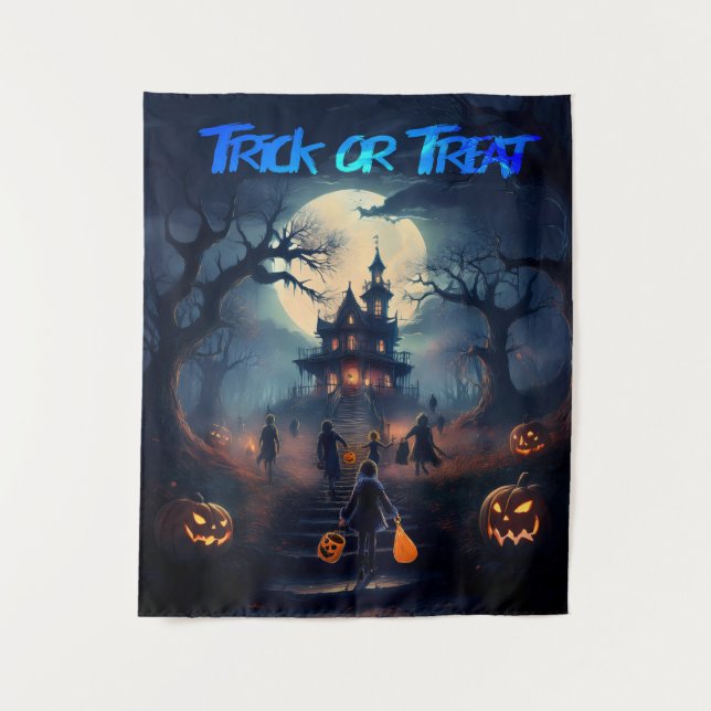 Happy Halloween Spuk Trick of Treaters Wandteppich (Vorderseite)