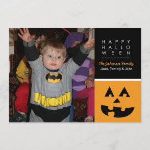 Happy Halloween Square Pumpkin Foto Card Karte