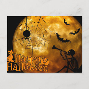 Happy Halloween squelette et carte postale Spider