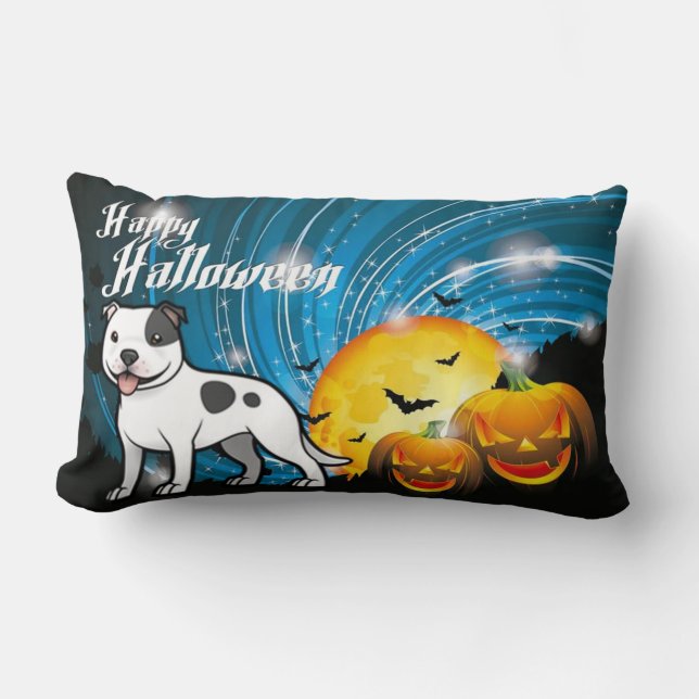 Happy Halloween Staffordshire Bull Terrier Lendenkissen (Vorderseite)