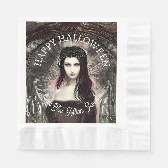 Happy Halloween Steampunk Gothic Fallen Angel Serviette (Vorderseite)