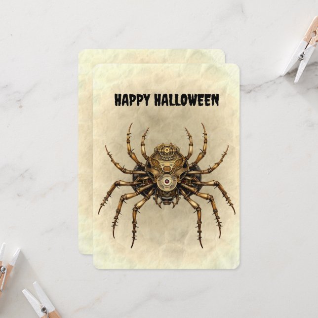 Happy Halloween Steampunk Spider (Vorderseite/Rückseite Beispiel)