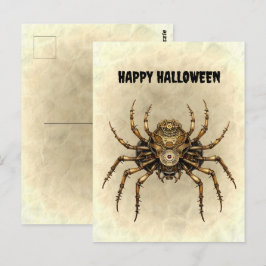 Happy Halloween Steampunk Spider Postkarte