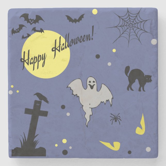 Happy Halloween Steinuntersetzer (Vorderseite)