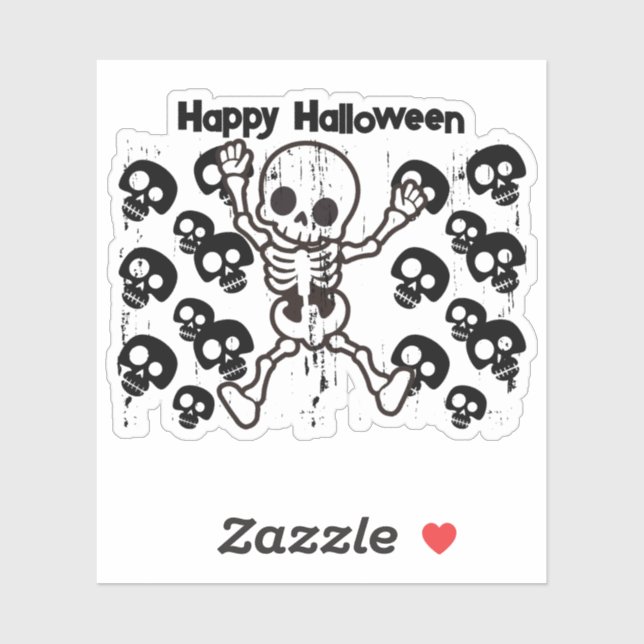 Happy Halloween Sticker Squelette - Éffrayant (Feuille)