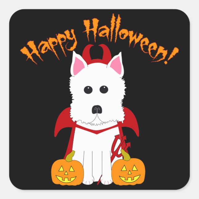Happy Halloween Stickers Diable Westie (Devant)