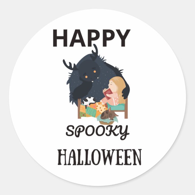 Happy Halloween T Shirthappy spooky halloween Runder Aufkleber (Vorderseite)