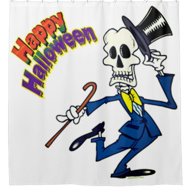 Happy Halloween Tanzskelett Duschvorhang (Vorderseite)
