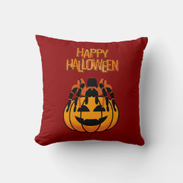 Happy Halloween Tarantula oben auf einem Kürbis Kissen