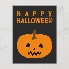 Happy Halloween Text und Kürbis auf Black Postcard Postkarte
